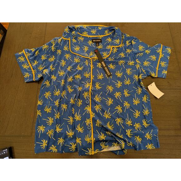 NWT Room Service Aspen Short Knit Pj Set In Martime Palm - Maritime Palm size S - Picture 1 of 5